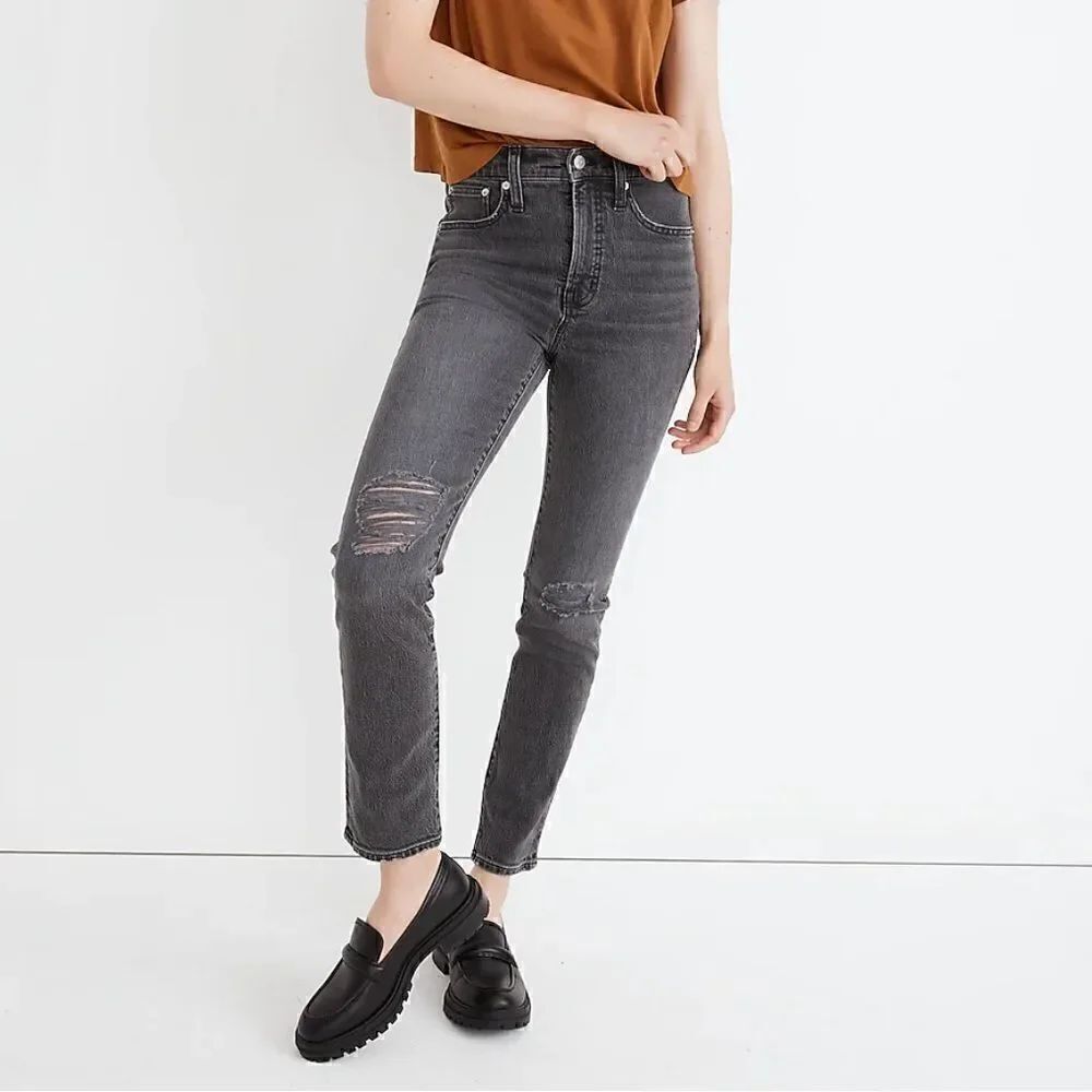 NWT MADEWELL The Tall Perfect Vintage Jean Bartlett Wash Ripped Edition 32T